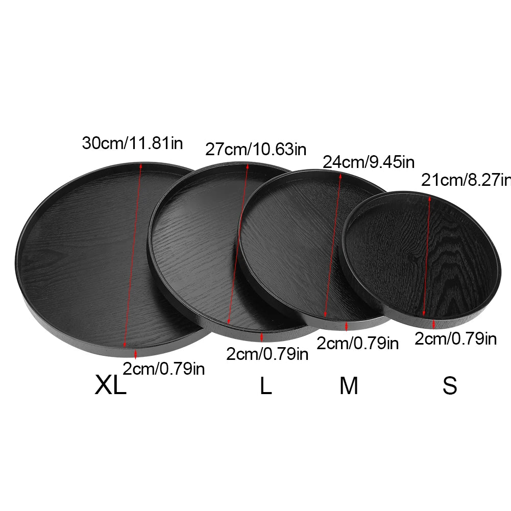 Round Wooden Tea Table Tray Coffee