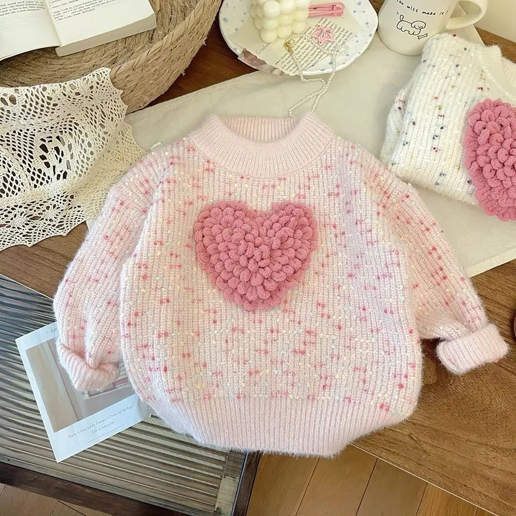 3-9Y Girls Mink Fleece Sweater Love