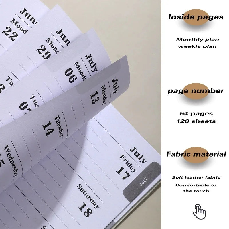 2026 A5 Weekly Planner Durable PU Cover 365 Days Daily Schedule Notebook Compact Calendar Journal School Office Agenda Organizer