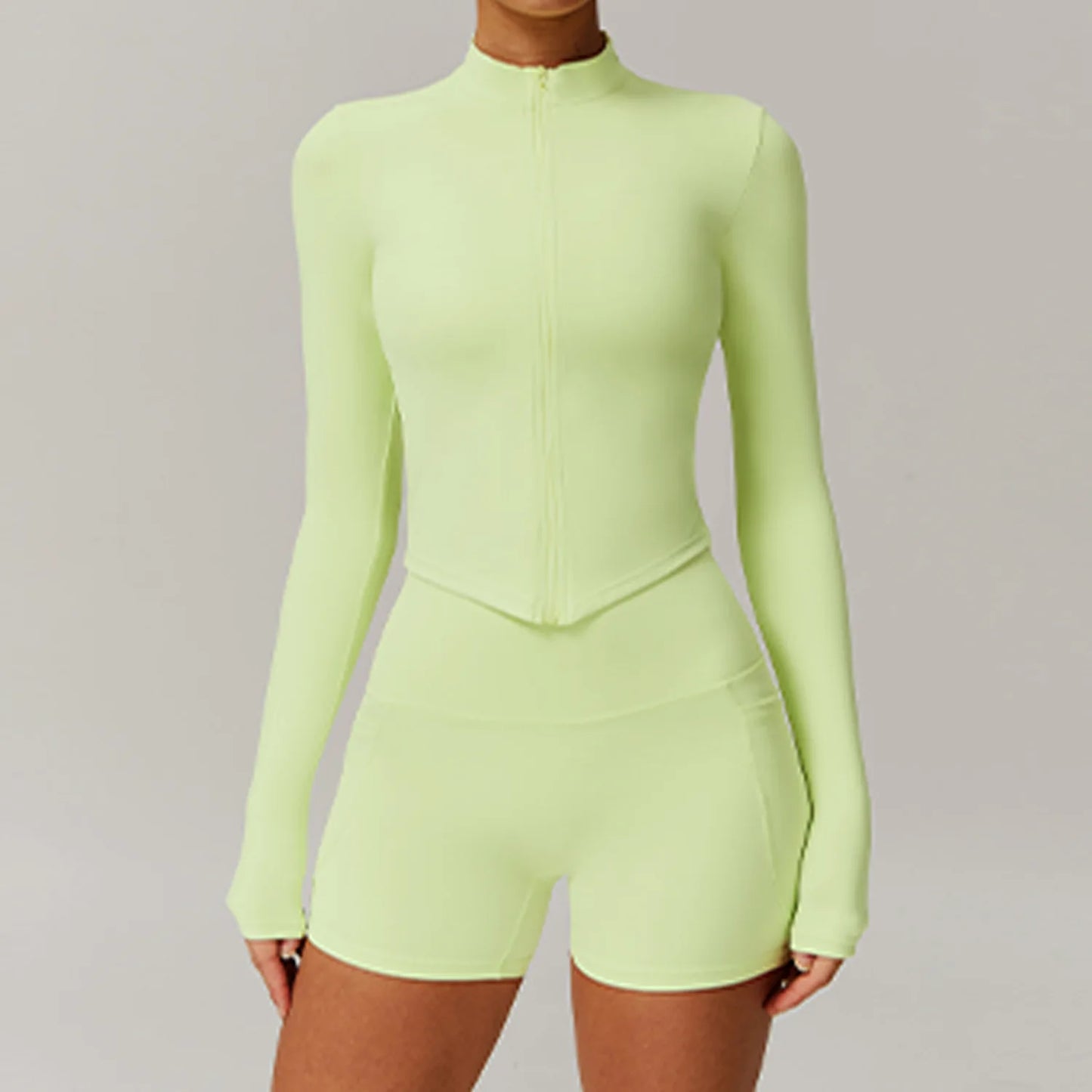 Women‘s Tracksuit Set Long Sleeve Zip Up Top & Pocket Shorts Casual Sporty Outfit for Women Two-Piece Fitness Yoga Quick-Dry Set