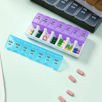 Weekly Pill Box Organizer Cases Portable Pillbox 7 Days 14 Grids Pills Container Storage Tablets Vitamins Medicine Fish Oils