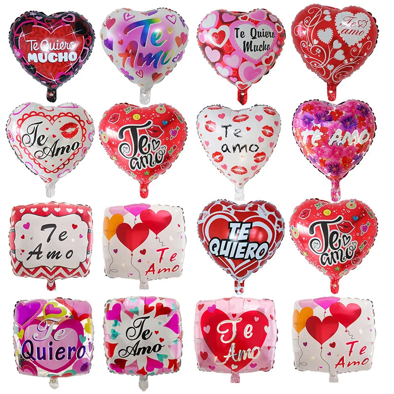 10pcs 18inch Spanish Foil Helium Balloons Valentine's Day Gifts I Love You Air Globus Engagement Wedding Party Decoration