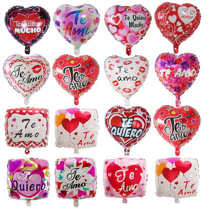10pcs 18inch Spanish Foil Helium Balloons Valentine's Day Gifts I Love You Air Globus Engagement Wedding Party Decoration