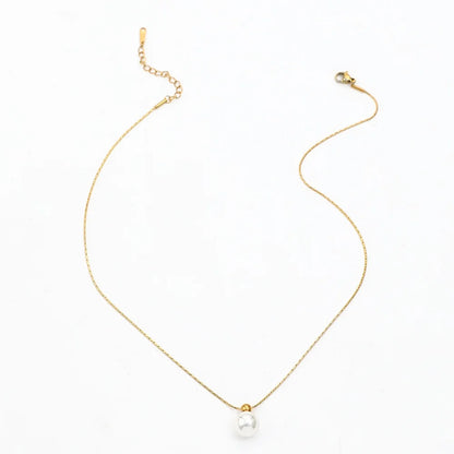 Minimalist Stainless Steel Faux Pearl Pendant Necklace Suitable for Women