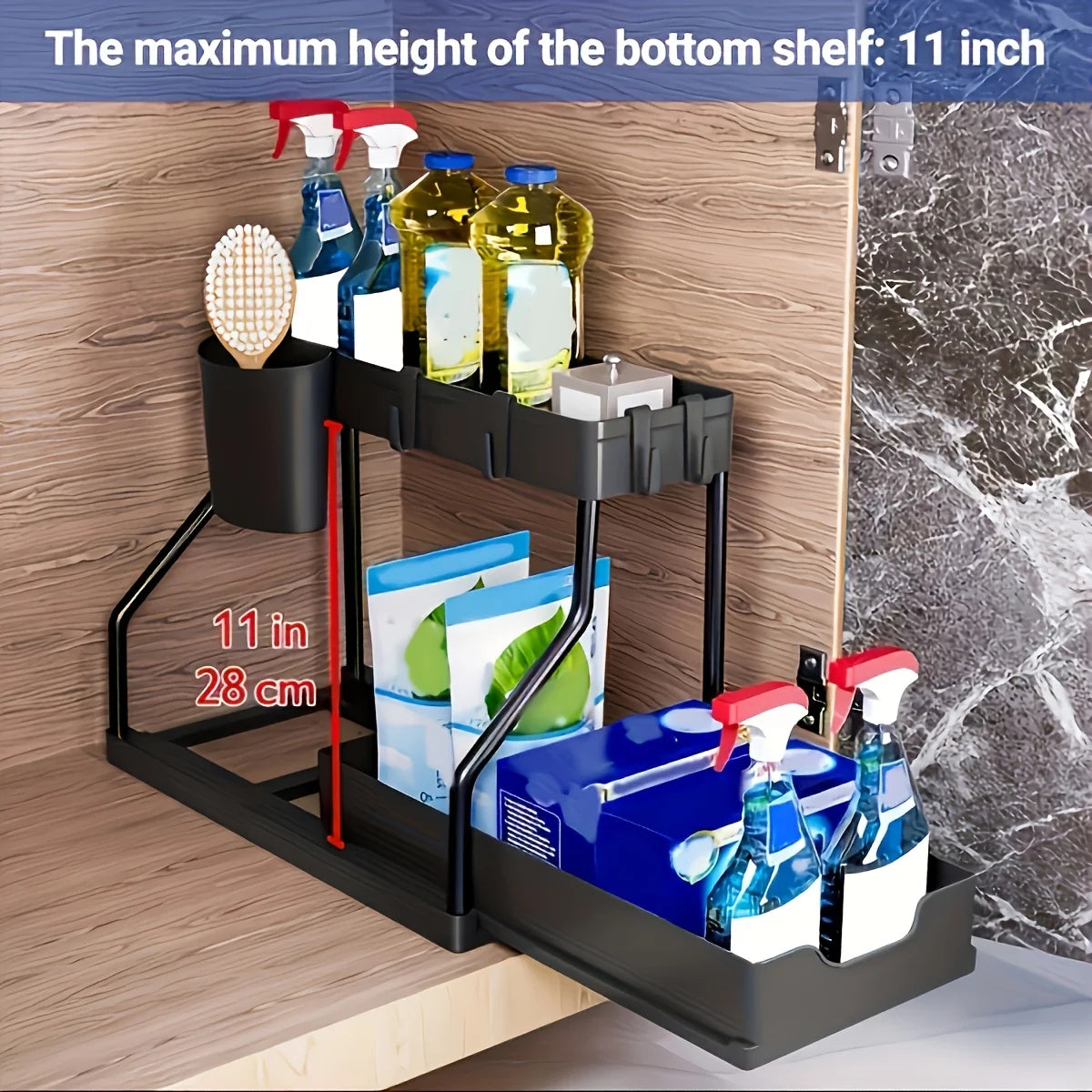 Space Saving 2 Tier Pull Out Storage Box