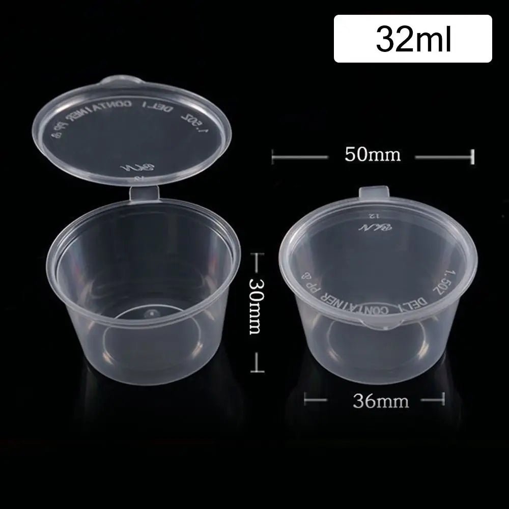 50pcs Sealed and Leak-proof Disposable Sauce Cup Sauce Cup Containers with Hinged Lids One-piece Sauce Dispensing Box Reusable