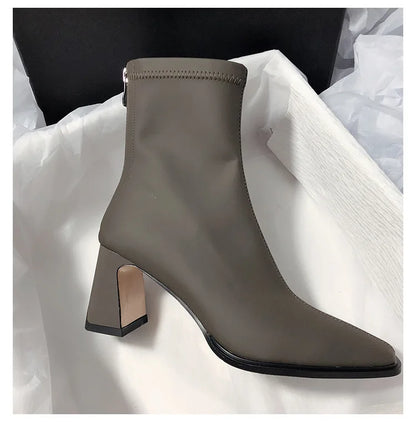 Square Ankle Boots Autumn Comfortable