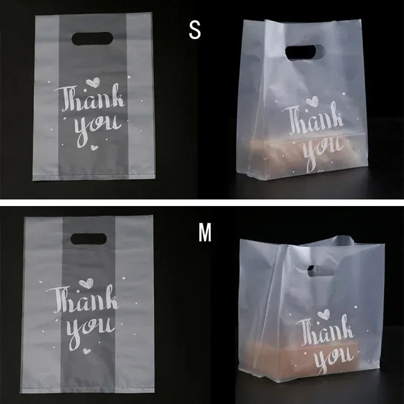 50pcs Plastic Packaging Bag With Handle 29x38x20cm Frosted Shopping Bags Gift Bags for Clothing Christmas Wrapping Supply