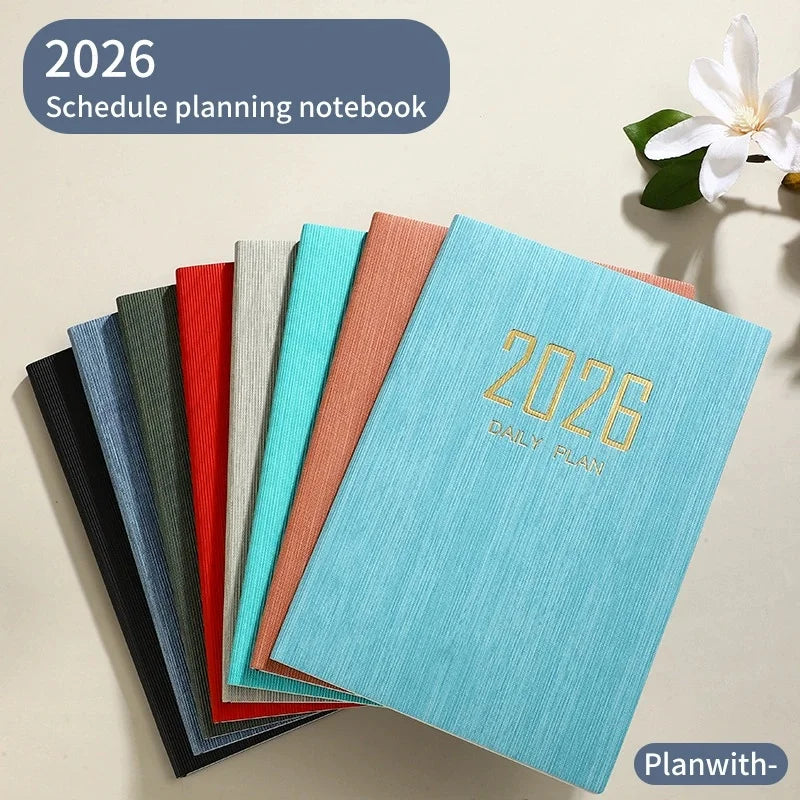 2026 A5 Weekly Planner Durable PU Cover 365 Days Daily Schedule Notebook Compact Calendar Journal School Office Agenda Organizer