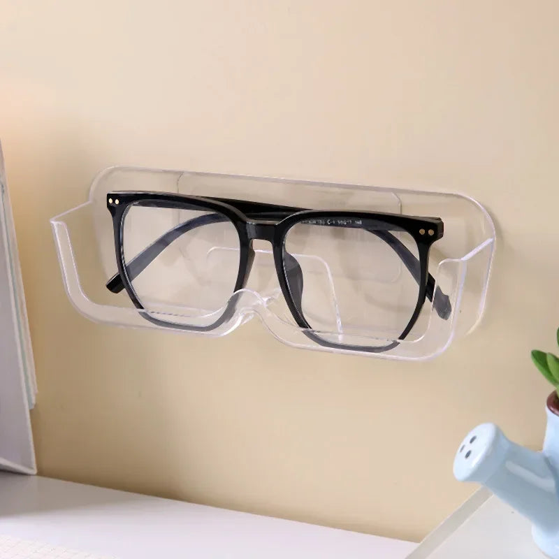 Wall Mounted Glasses Storage Rack Punch-free Self-adhesiu Glass Display Cabinet Glasses Storage Box Sunglasses Organizer