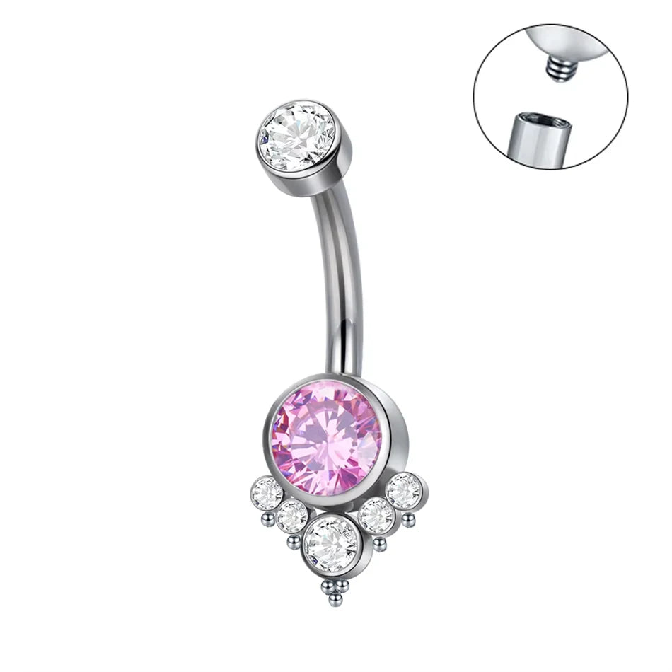 ASTM F136 Titanium 16G Belly Button Rings Internally Thread Round Piercings Ombligo Piercings Navel Ring Body Jewelry For Women