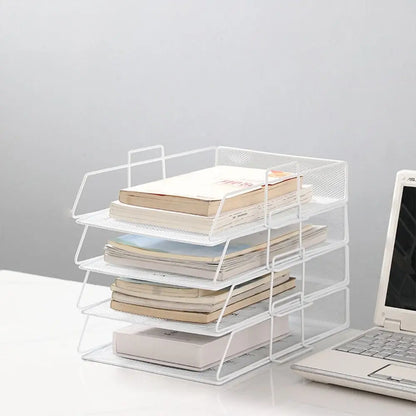 Desktop Organizer Stackable File Rack File Organizer Papers Rack A4 File Storage Tray Iron Minimalism Home Office Supply