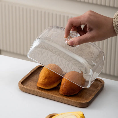 Bamboo and Wood Cake Plate Transparent