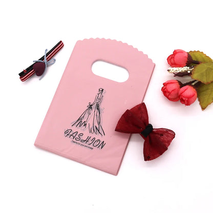 Wholesale 50Pcs/Lot Plastic Bag 9x15cm Small Boutique Storage Candy Jewelry Packaging Bag Plastic Gift Bags With Handle