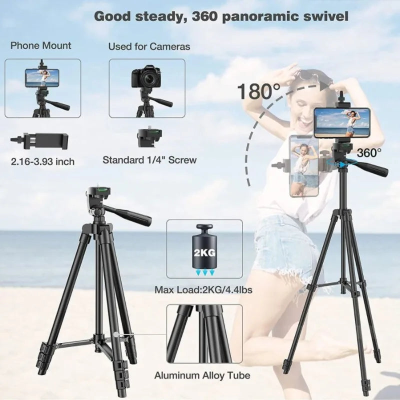 Live streaming stand aluminum alloy tripod with phone holder, digital single-lens reflex camera telescopic stand