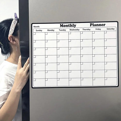 Soft Magnetic Memo Board - Reusable Weekly Planner, Decorative Modern Fridge Organizer for Home Office, PVC Grid Calendar &amp; Note