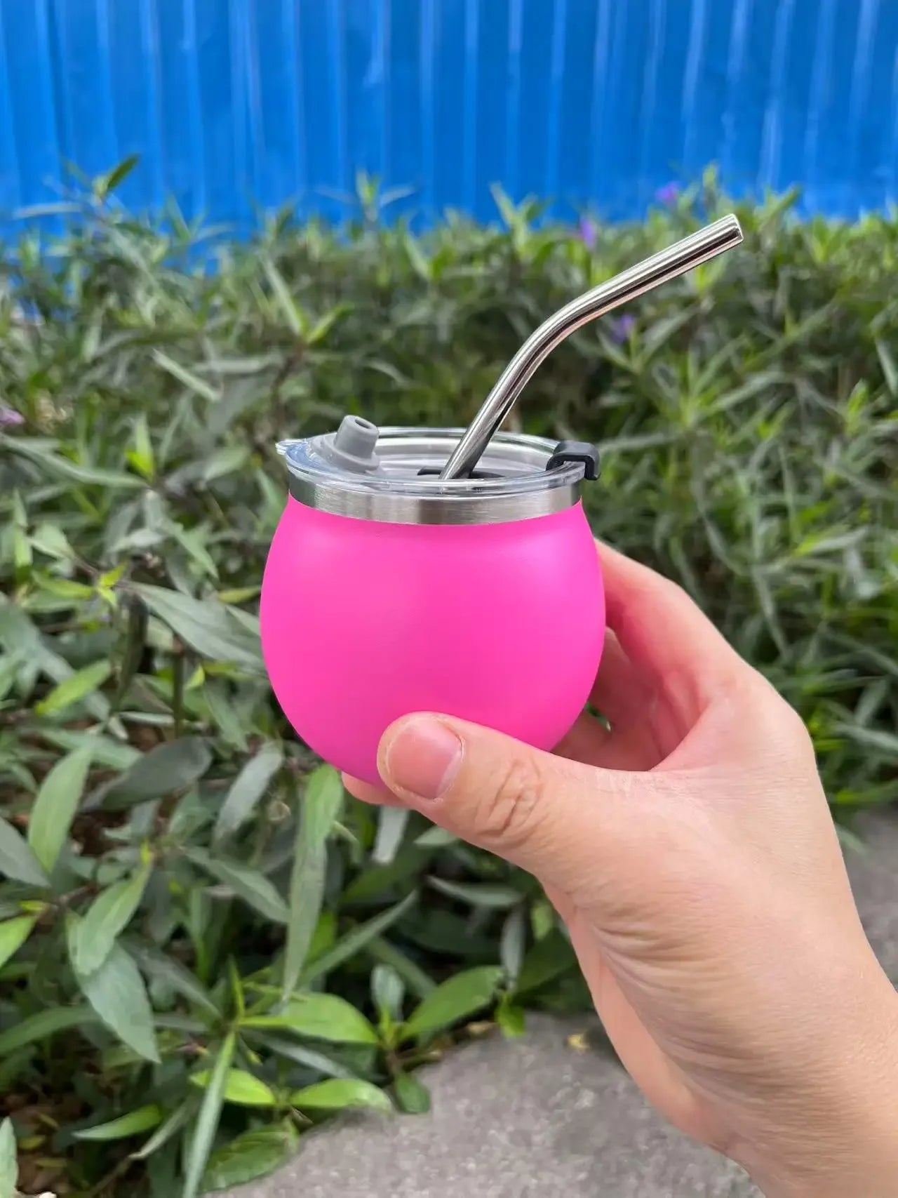 Creative 304 Stainless Steel Thermos Cup Mini Compact U-shaped Egg Cup Home with lid and straw to keep Cold Matai Cup