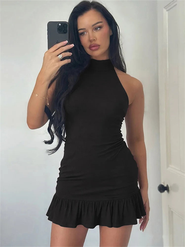 Nibber Folds Backless Dress Women