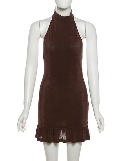 Nibber Folds Backless Dress Women