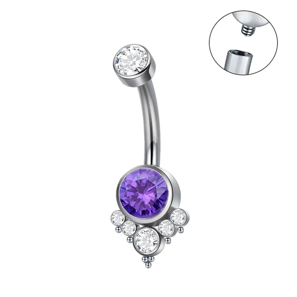 ASTM F136 Titanium 16G Belly Button Rings Internally Thread Round Piercings Ombligo Piercings Navel Ring Body Jewelry For Women