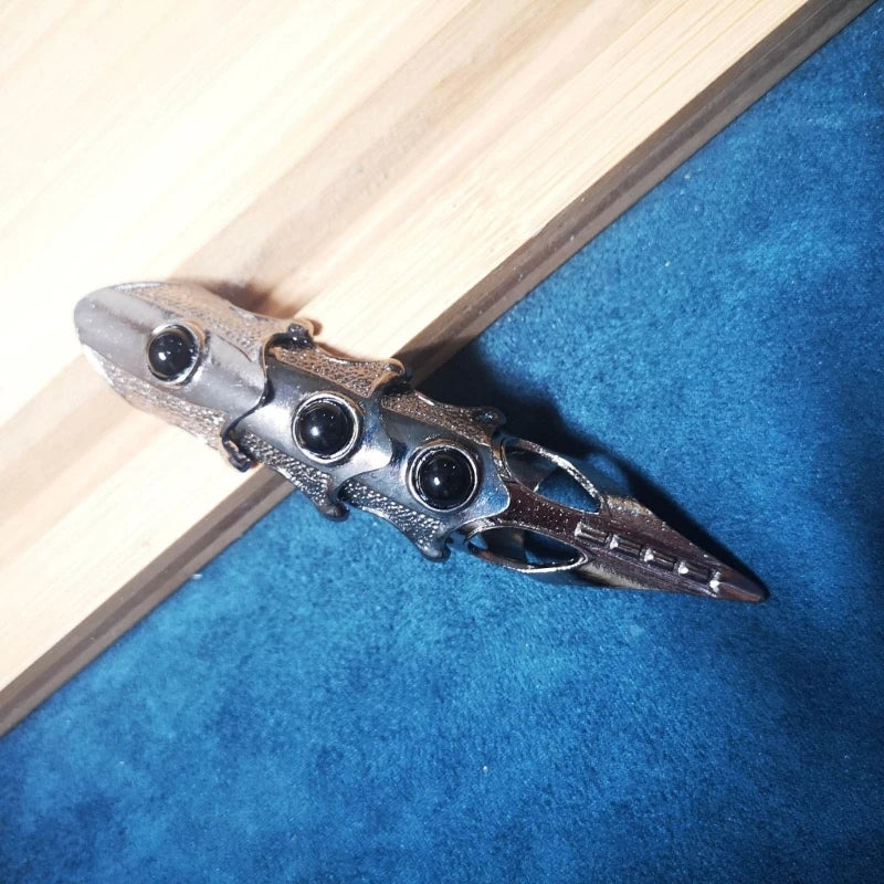 Gothic Punk Skeleton Hand Glove Adjustable Metal Finger Claw Skeleton Full Finger Rings For Halloween Cosplay Party Dropshipping