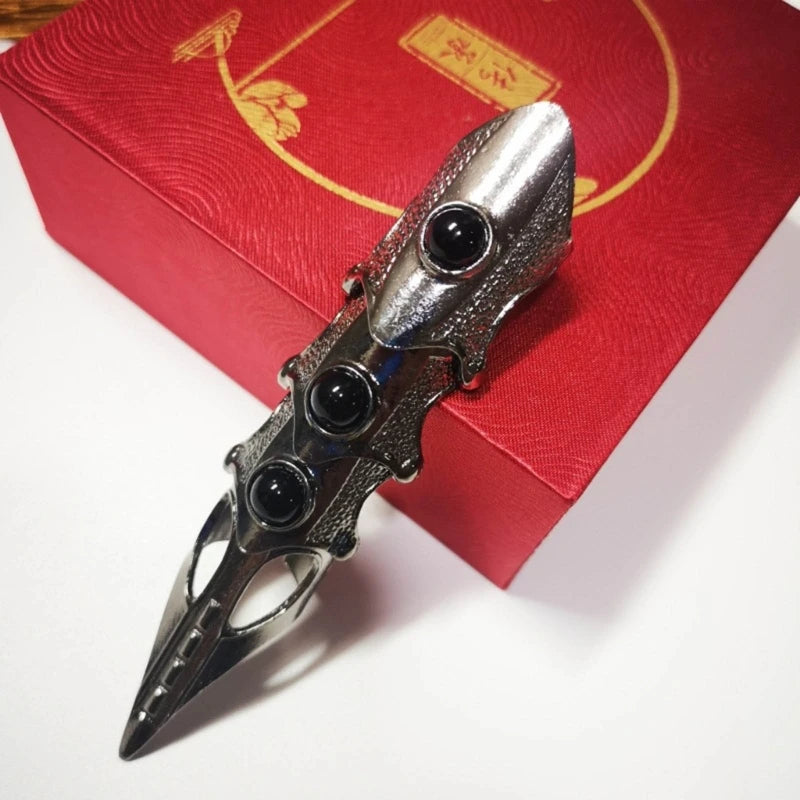 Gothic Punk Skeleton Hand Glove Adjustable Metal Finger Claw Skeleton Full Finger Rings For Halloween Cosplay Party Dropshipping