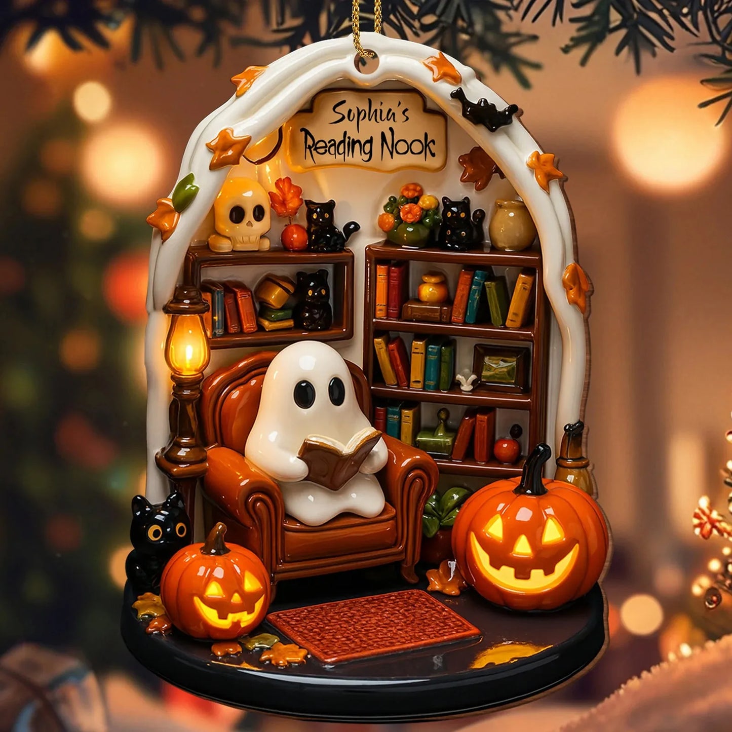 Halloween Ghost Reading 2D Flat