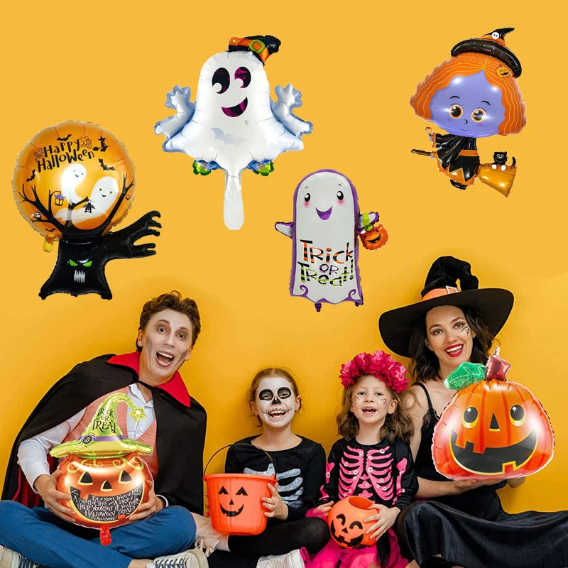 Hot Halloween Balloon Decoration Standing Hummy Pumpkin Ghost Witch Halloween Party Large Foil Balloon Inflatable Door Tree Deco