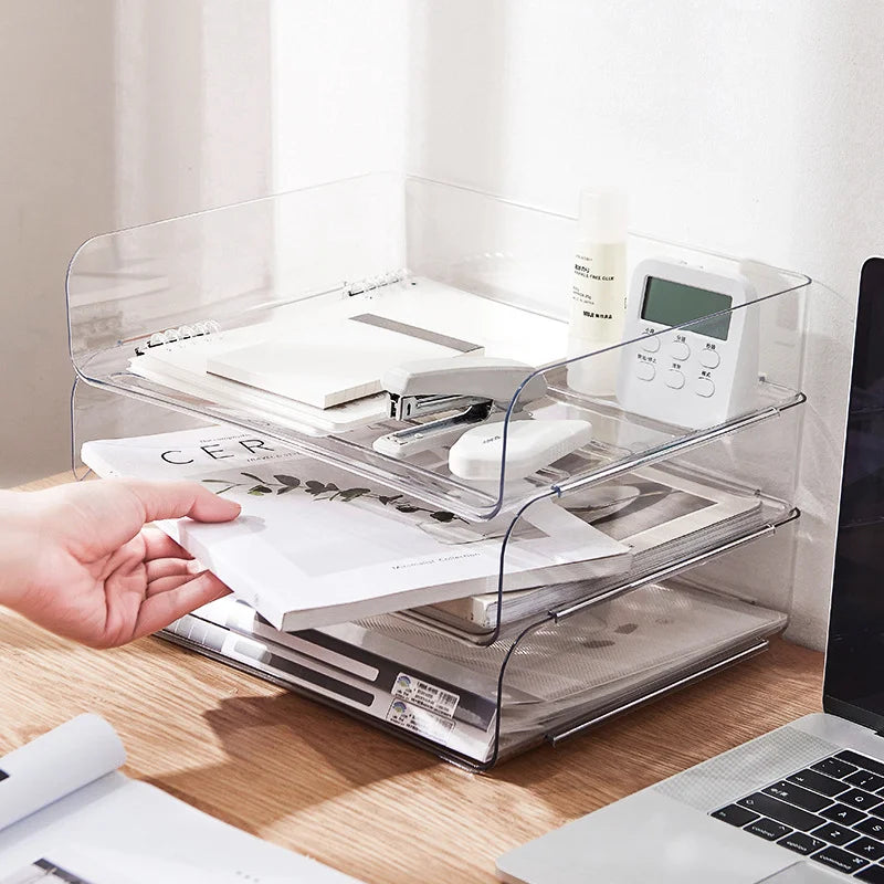 Office Desktop Organizer A4 Paper Drawer Storage Box Stackable File Cabinet Pen Holder Document Case Holder A4 Size Storage Box