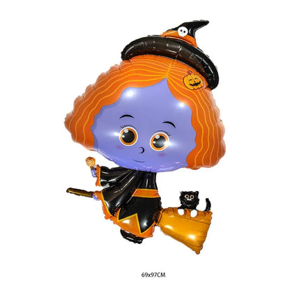Hot Halloween Balloon Decoration Standing Hummy Pumpkin Ghost Witch Halloween Party Large Foil Balloon Inflatable Door Tree Deco