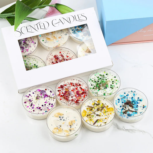 6-Piece Glitter Flower Candle Gift Set