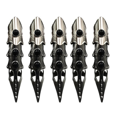 Gothic Punk Skeleton Hand Glove Adjustable Metal Finger Claw Skeleton Full Finger Rings For Halloween Cosplay Party Dropshipping