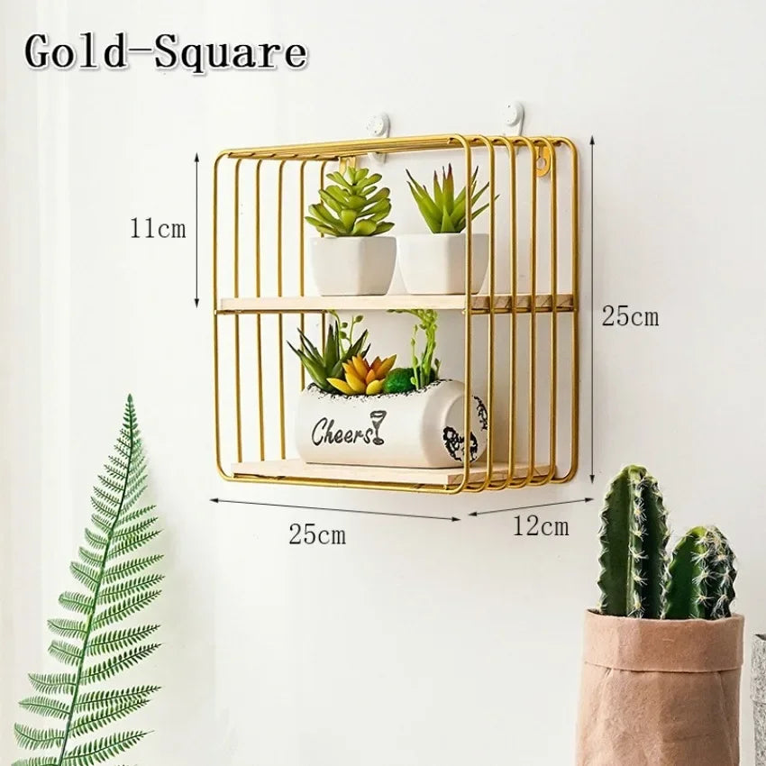 1Pcs Black/Gold Nordic Wall Shelf Metall