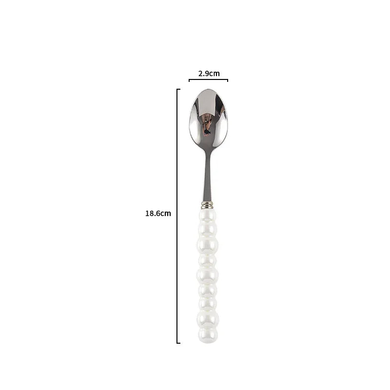 Ceramic Pearl Handle Cutlery Set Knife Fork Spoon Creative Cute Soup Spoon Western Food Steak Knife Spoon and Fork Set