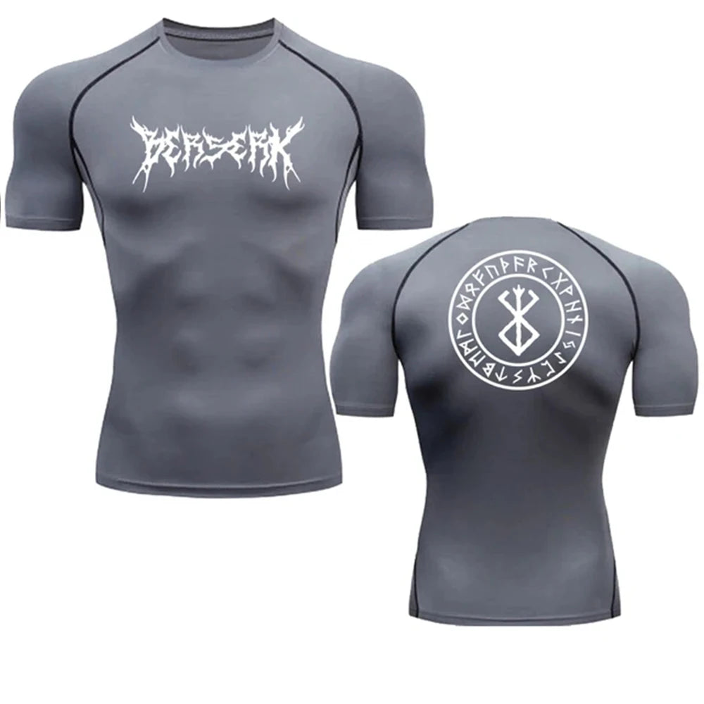 Berserk Compression Tshirt Men Fitness Tight Long Sleeve Sport T shirt Training Jogging Shirts Gym Sportswear Quick Dry