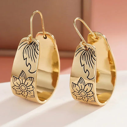 2025 New European and American U-shaped Ear Buckle Women's Texture Design Light Luxury Flower Niche Accessories