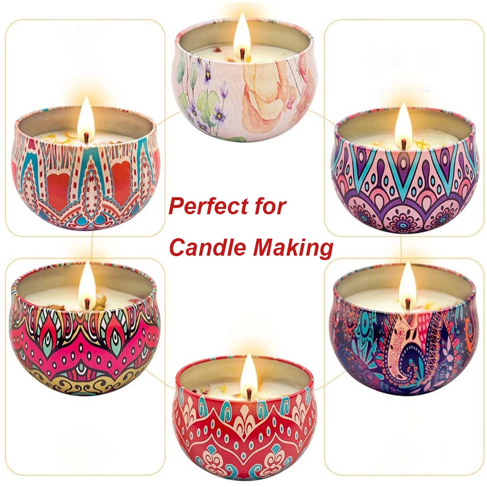 12Pcs Tinplate Empty Candle Jars 2Oz 4Oz