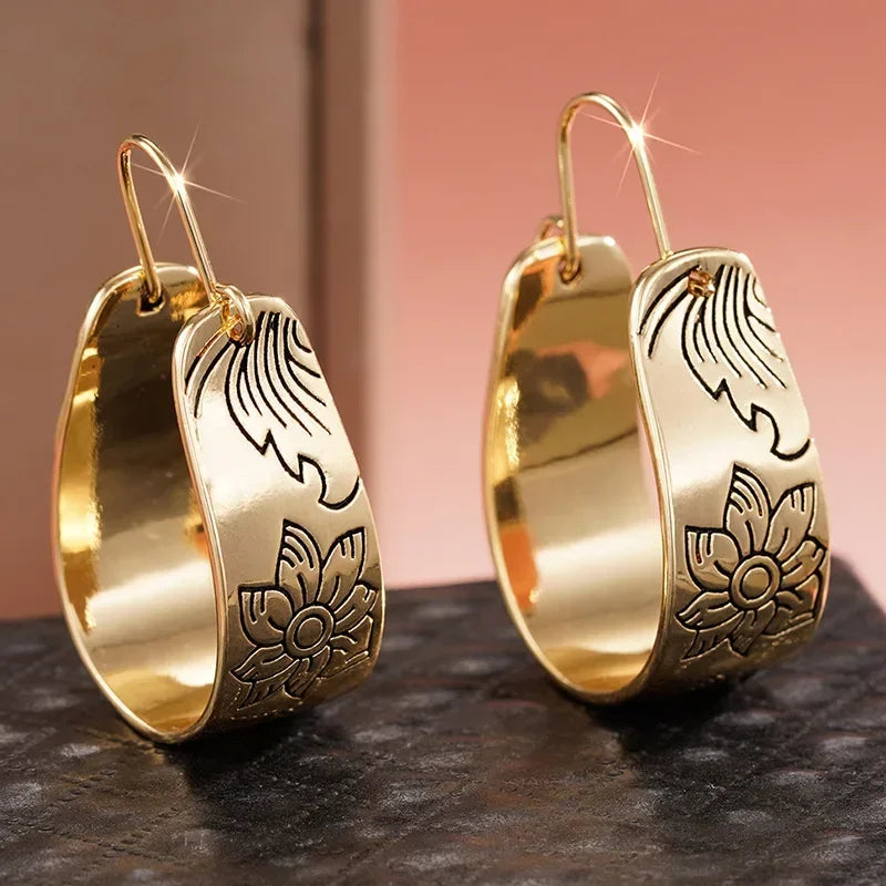 2025 New European and American U-shaped Ear Buckle Women's Texture Design Light Luxury Flower Niche Accessories