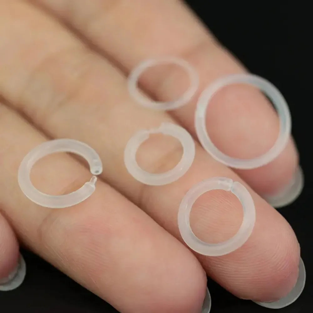 4pcs Clear Plastic Segment Rings - Casual Style Tragus Clicker Hoop Earrings for Helix Cartilage Daith Piercing Jewelry Y2K