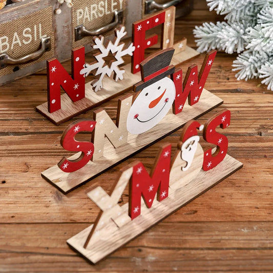 1pcChristmas Wooden Ornaments Letter