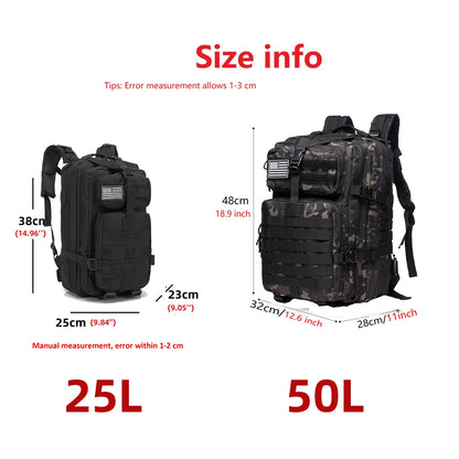Mochila Táctica 25L / 50L – Resistente e Impermeable