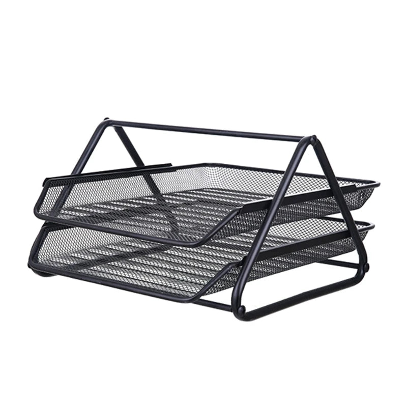 Office A4 Paper Desk Organizer Document File Letter Book Brochure Filling Tray Rack Shelf Carrier Metal Wire Mesh Storage Holder