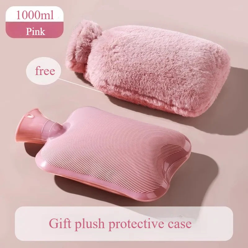 1000ml/1pc Large-capacity Hot Water Bag Removable Hot Water Bag Can Be Reused Women's Belly Warmer Hand Warmer Hot Water Bags