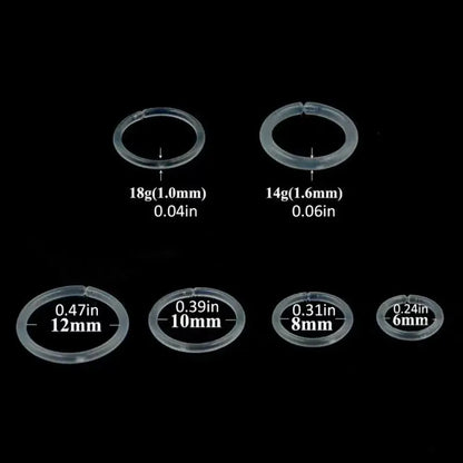 4pcs Clear Plastic Segment Rings - Casual Style Tragus Clicker Hoop Earrings for Helix Cartilage Daith Piercing Jewelry Y2K