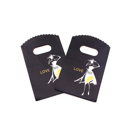 Wholesale 50Pcs/Lot Plastic Bag 9x15cm Small Boutique Storage Candy Jewelry Packaging Bag Plastic Gift Bags With Handle