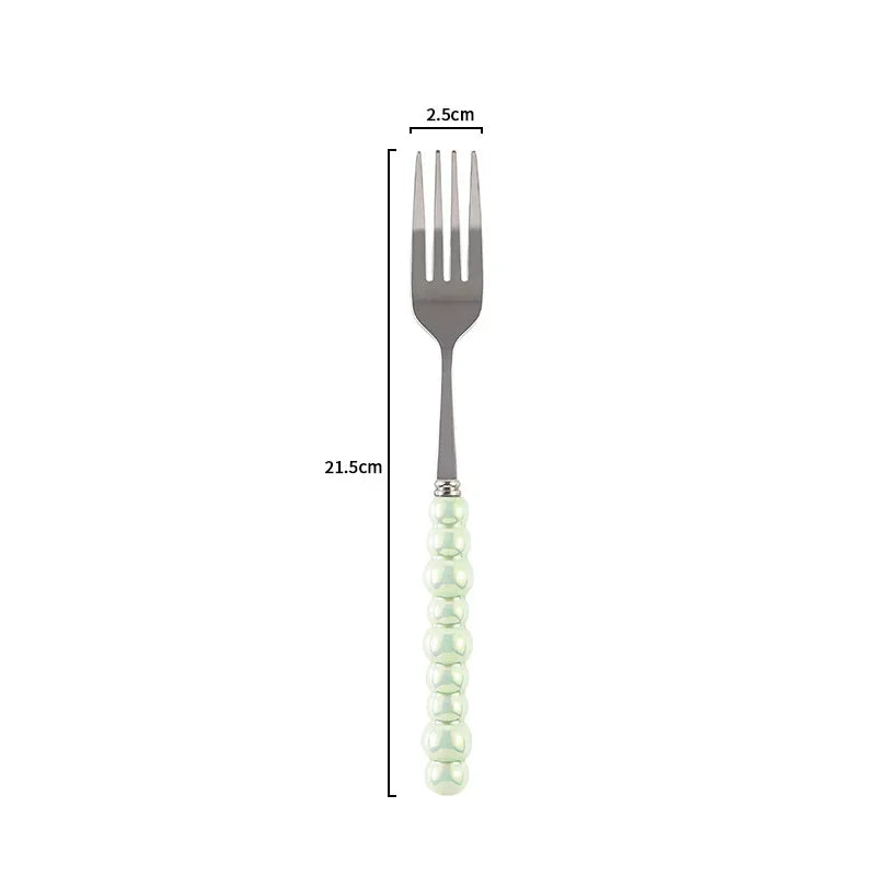 Ceramic Pearl Handle Cutlery Set Knife Fork Spoon Creative Cute Soup Spoon Western Food Steak Knife Spoon and Fork Set