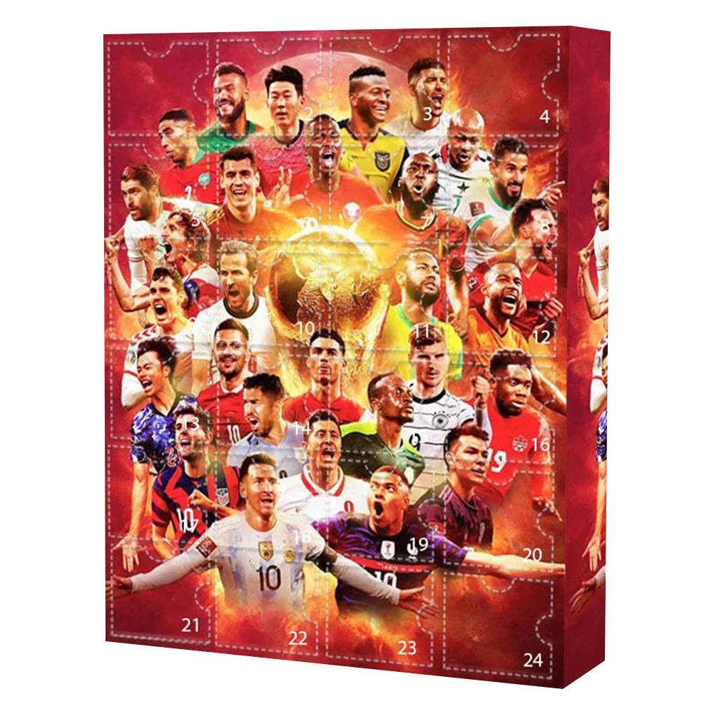 Sports Event Advent Calendar 2024 Collectible Christmas Calendar 24 Cute Characters Arrival Calendar for Adults Kids Soccer Fans
