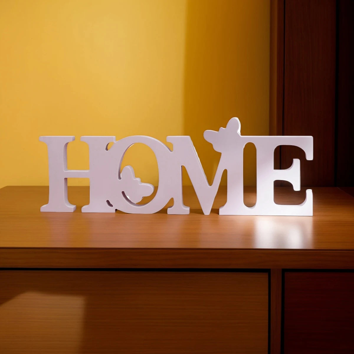 1PC,3.1* 8.9-inch white butterfly HOME letter decoration, a warm and cozy letter board for indoor desktop decoration