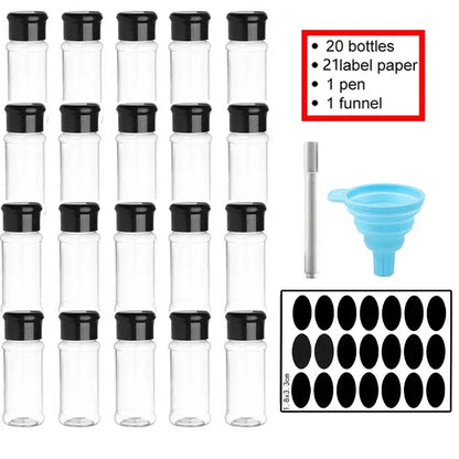 Spice Jars Set 5/10/15/20PC Jars for Spices Salt and Pepper Shaker Seasoning Jar Spice Organizer Plastic Barbecue Condiment