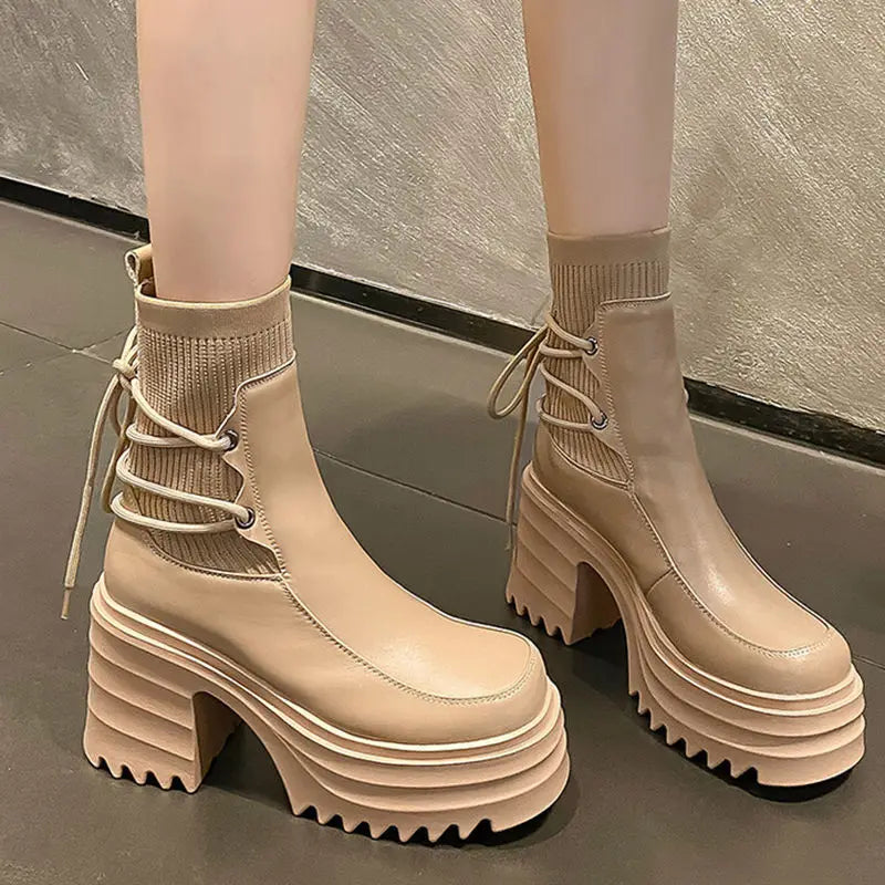 Autumn Ankle Boots Women Platform